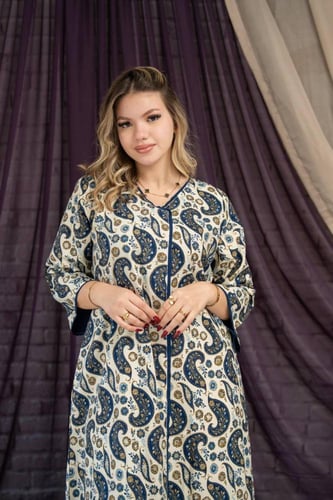 جلابية كتان مشجرة تصميم حصري يناسب كل المناسبات SM...