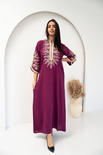 جلابية مطرزة فاخرة خفيفة جمال الموديل يليق بك SM -...