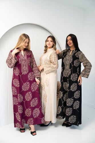 جلابية كتان تفاصيلها تحكي ذوقك قبل ما تتكلمين SM -...