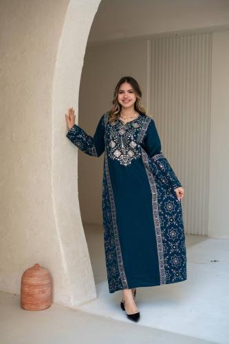 جلابية تطريز فاخر بتفاصيل ملكية راقية SM -74