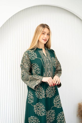 جلابية كتان تفاصيلها تحكي ذوقك قبل ما تتكلمين SM -...