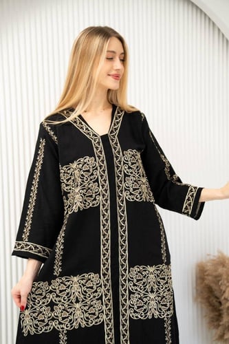 جلابية كتان مميزة لتصميم صيفي عصري SM -12