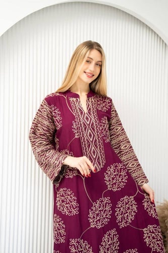 جلابية كتان تفاصيلها تحكي ذوقك قبل ما تتكلمين SM -...