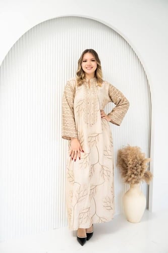 جلابية كتان تفاصيلها تحكي ذوقك قبل ما تتكلمين SM -...