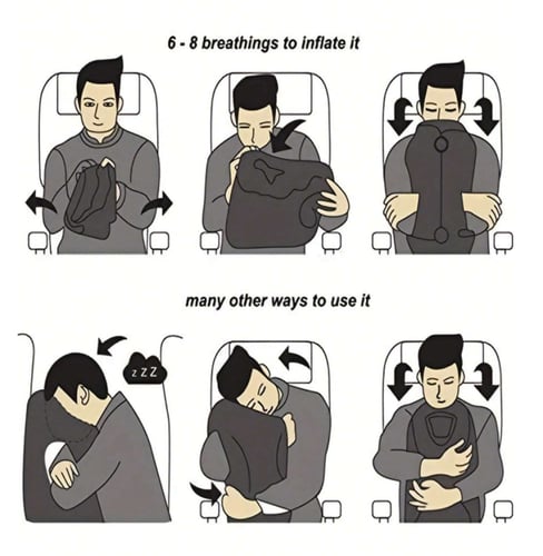 وسادة هوائية للرقبة / للسفر والطائرة قابلة للنفخ