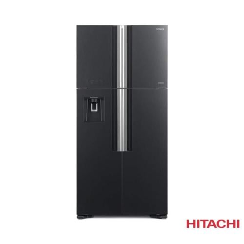 ثلاجة هيتاشي دولابي اسود 4 ابواب جلاس رمادي - R-W-...