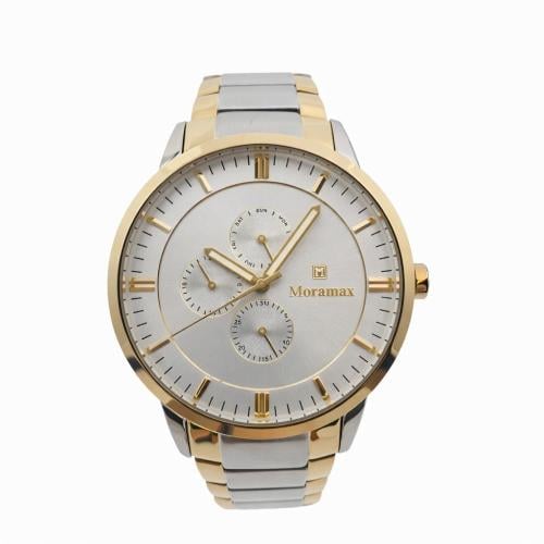 ساعة رجالية ماركة موراماكس بميناء أبيض وسنجل ذهبي...