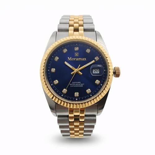 ساعة رجالية ماركة موراماكس بميناء أزرق أرقام فصوص...