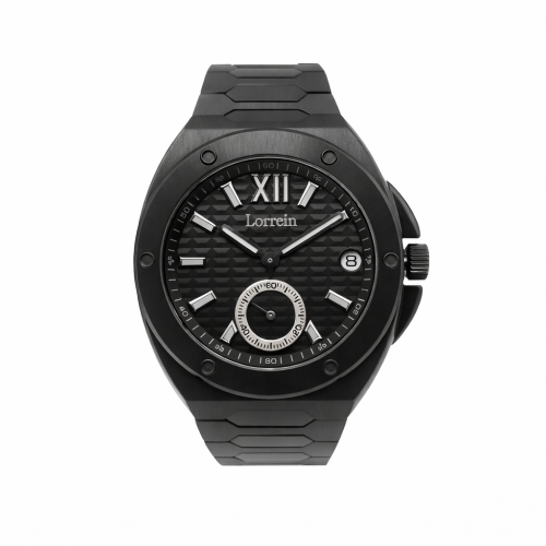 ساعة رجالية ماركة لورين بميناء أسود وسنجل أسود