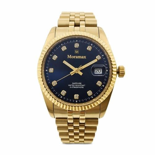 ساعة رجالية ماركة موراماكس بميناء أسود أرقام فصوص...