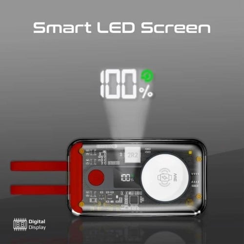 بأور بانك مدمج بكيبلين وشاحن ساعة لاسلكي باللون ال...