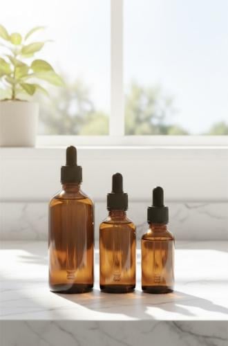 علبه سيروم قطارة زجاج بني - درزن 12 حبة