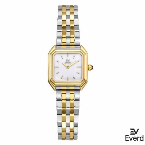 ساعه نسائية ماركة ايفرد ذهبي وفضي ميناء ابيض