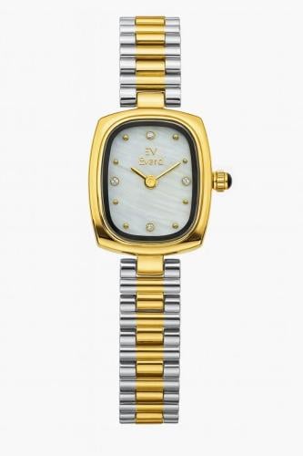 ساعه نسائية ماركة ايفرد ذهبي وفضي ميناء ابيض