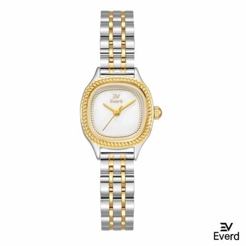 ساعه نسائية ماركة ايفرد ذهبي وفضي ميناء ابيض