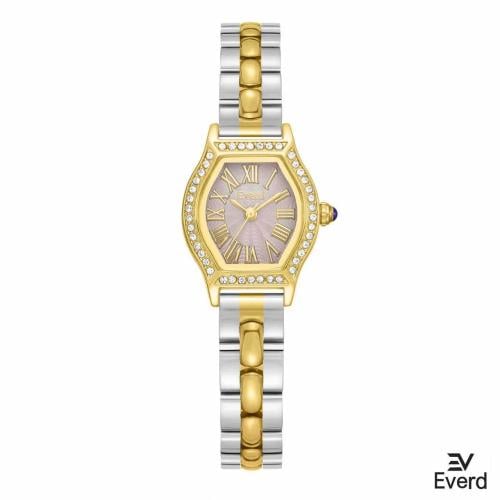 ساعه نسائية ماركة ايفرد ذهبي وفضي ميناء رمادي