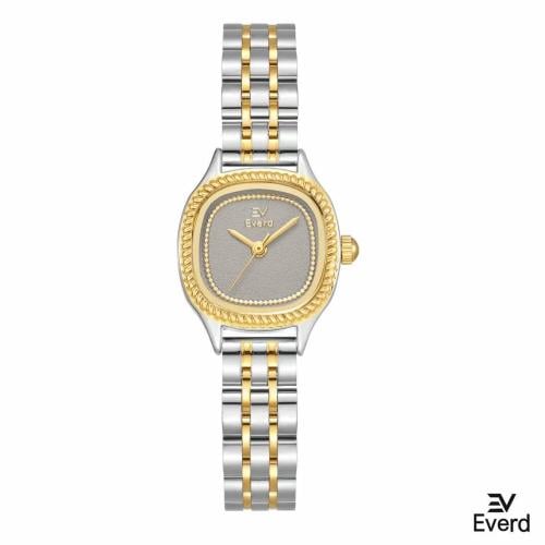 ساعه نسائية ماركة ايفرد ذهبي وفضي ميناء رمادي