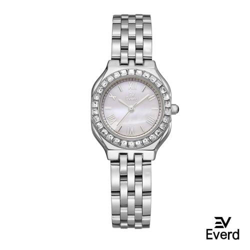 ساعه نسائية ماركة ايفرد فضي ميناء ابيض صدفي