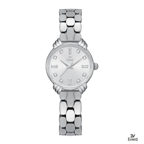 ساعه نسائية ماركة ايفرد فضي ميناء ابيض