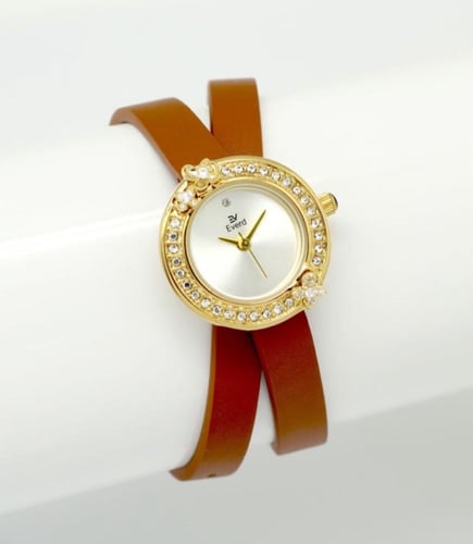 ساعه نسائية ماركة ايفرد جلد احمر ميناء ابيض إطار ذ...