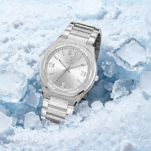 ساعه رجالي ماركة ايفرد فضي ميناء ابيض