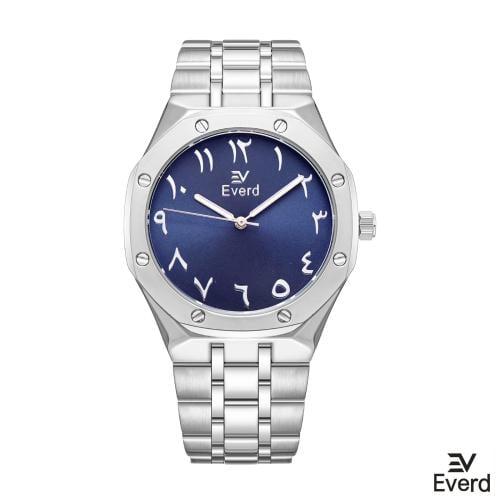 ساعه رجاليه ماركة ايفرد فضي ميناء ازرق كحلي