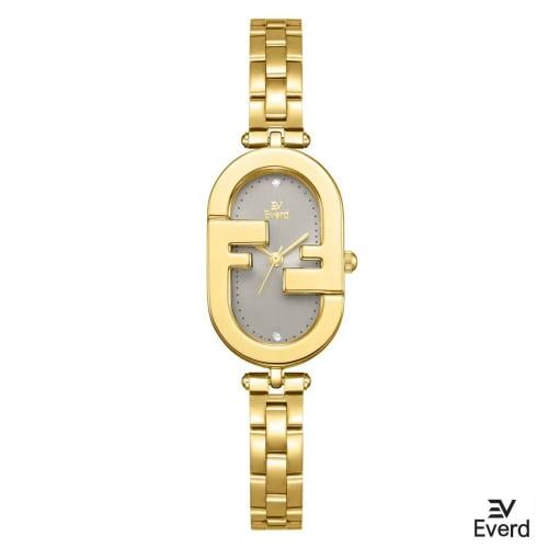 ساعه نسائية ماركة ايفرد ذهبي ميناء رمادي