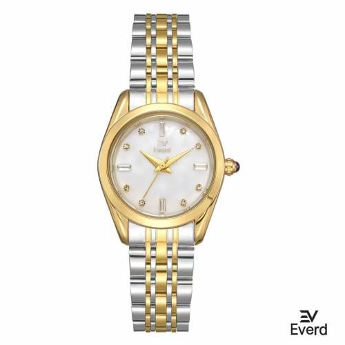 ساعه نسائية ماركة ايفرد ذهبي وفضي ميناء ابيض