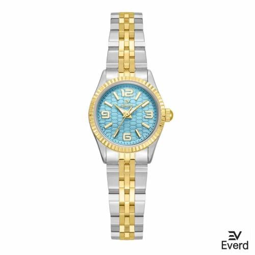 ساعه نسائية ماركة ايفرد ذهبي وفضي ميناء تيفاني