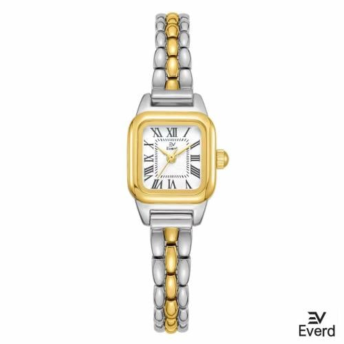 ساعه نسائية ماركة ايفرد ذهبي وفضي ميناء ابيض