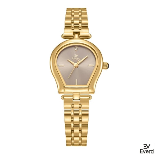 ساعه نسائية ماركة ايفرد ذهبي ميناء رمادي