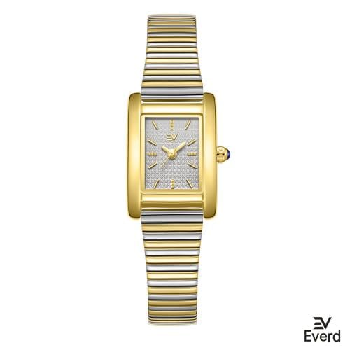 ساعه نسائية ماركة ايفرد ذهبي وفضي ميناء رمادي