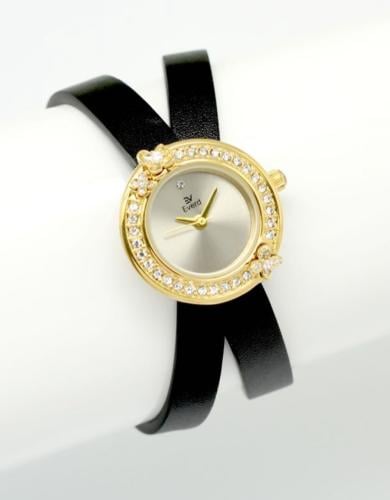 ساعه نسائية ماركة ايفرد جلد اسود ميناء رمادي إطار...