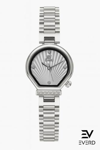 ساعه نسائية ماركة ايفرد فضي ميناء ابيض