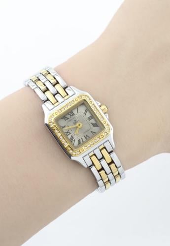 ساعه نسائية ماركة ايفرد ذهبي وفضي ميناء رمادي