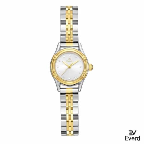 ساعه نسائية ماركة ايفرد ذهبي وفضي ميناء ابيض