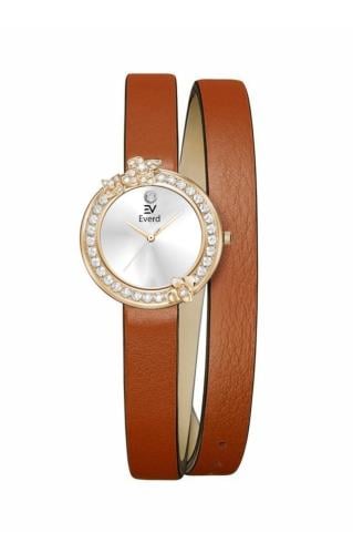 ساعه نسائية ماركة ايفرد جلد احمر ميناء ابيض إطار ذ...