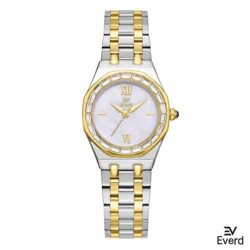 ساعه نسائية ماركة ايفرد ذهبي وفضي ميناء ابيض