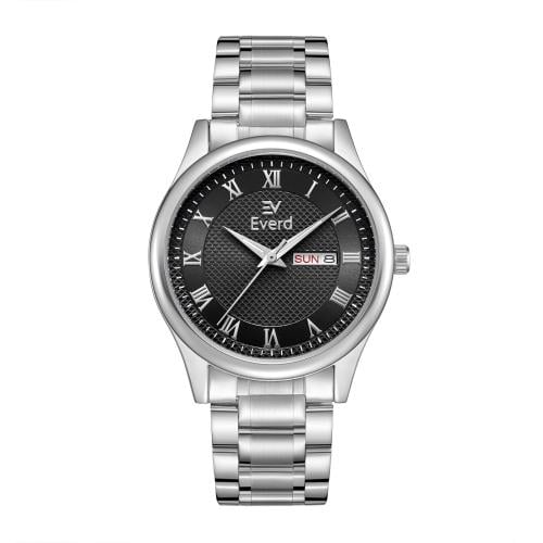 ساعه رجاليه ماركة ايفرد فضي ميناء اسود