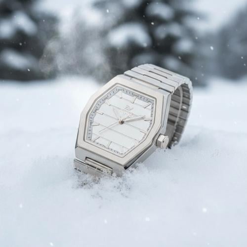 ساعه رجالي ماركة ايفرد فضي ميناء ابيض