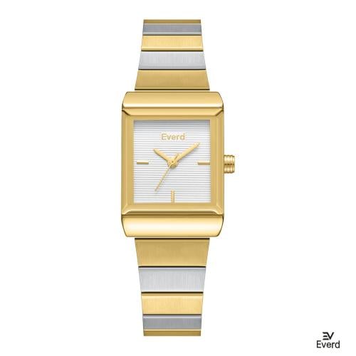 ساعه نسائية ماركة ايفرد ذهبي وفضي ميناء ابيض