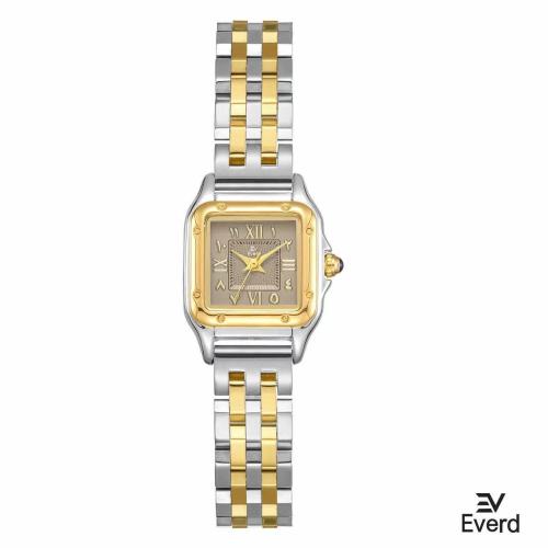 ساعه نسائية ماركة ايفرد ذهبي وفضي ميناء رمادي