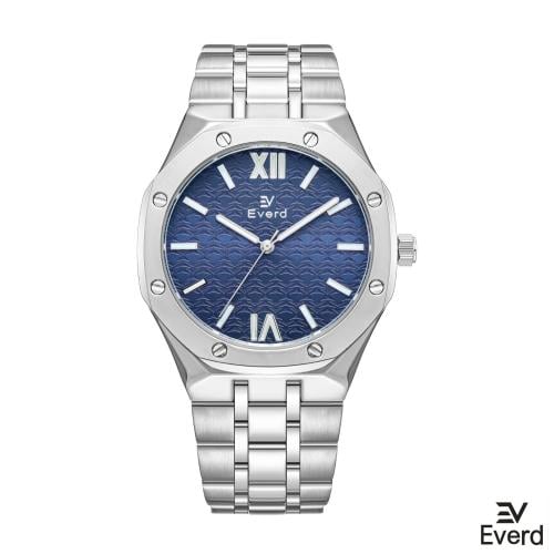 ساعه رجاليه ماركة ايفرد فضي ميناء ازرق كحلي