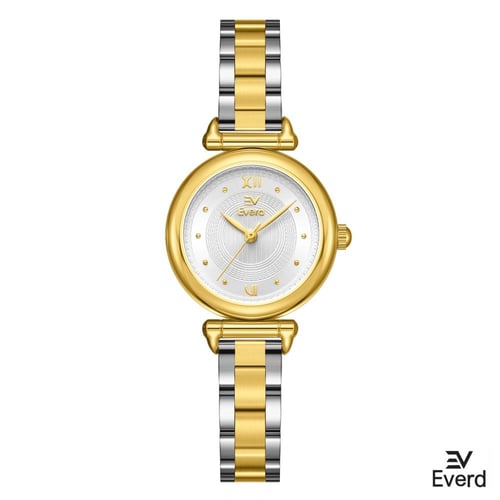 ساعه نسائية ماركة ايفرد ذهبي وفضي ميناء ابيض