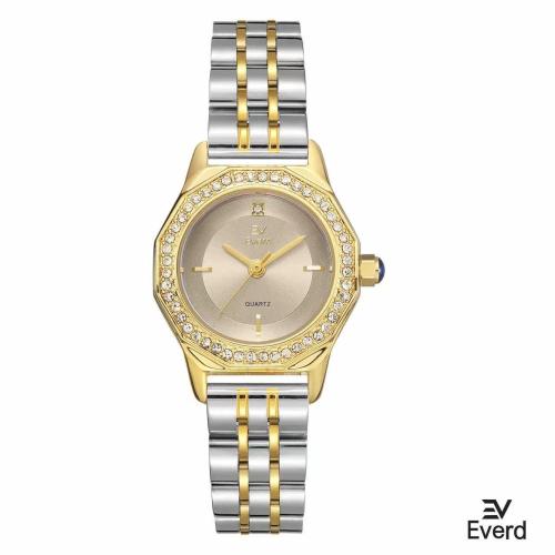 ساعه نسائية ماركة ايفرد ذهبي وفضي ميناء رمادي