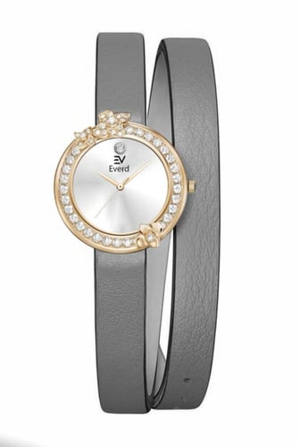 ساعه نسائية ماركة ايفرد جلد رمادي ميناء رمادي إطار...
