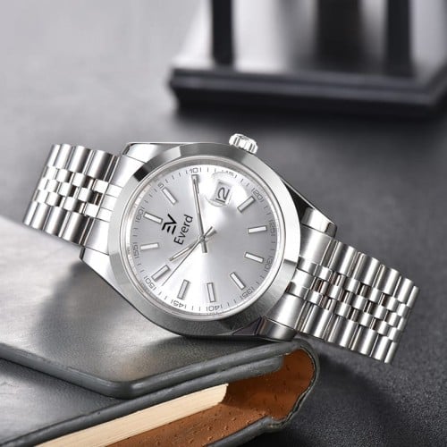 ساعه رجاليه ماركة ايفرد فضي ميناء ابيض