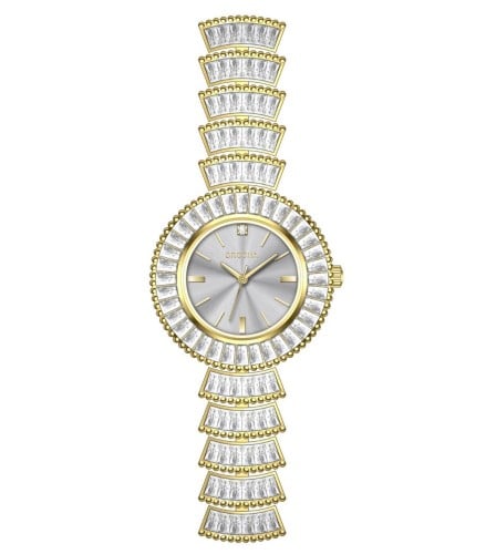 ساعة نسائي بروشا ذهبي ميناء رمادي