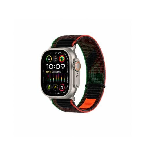 iBAND - سوار ساعة أبل قماشي تريل لوب قابل للتعديل لمقاسات 45 / 46 / 49 ملم - برتقالي جيشي