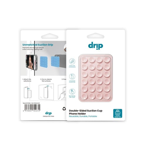 دريب - لصقة Drip سيليكون بشفط مزدوج للجوال - وردي...